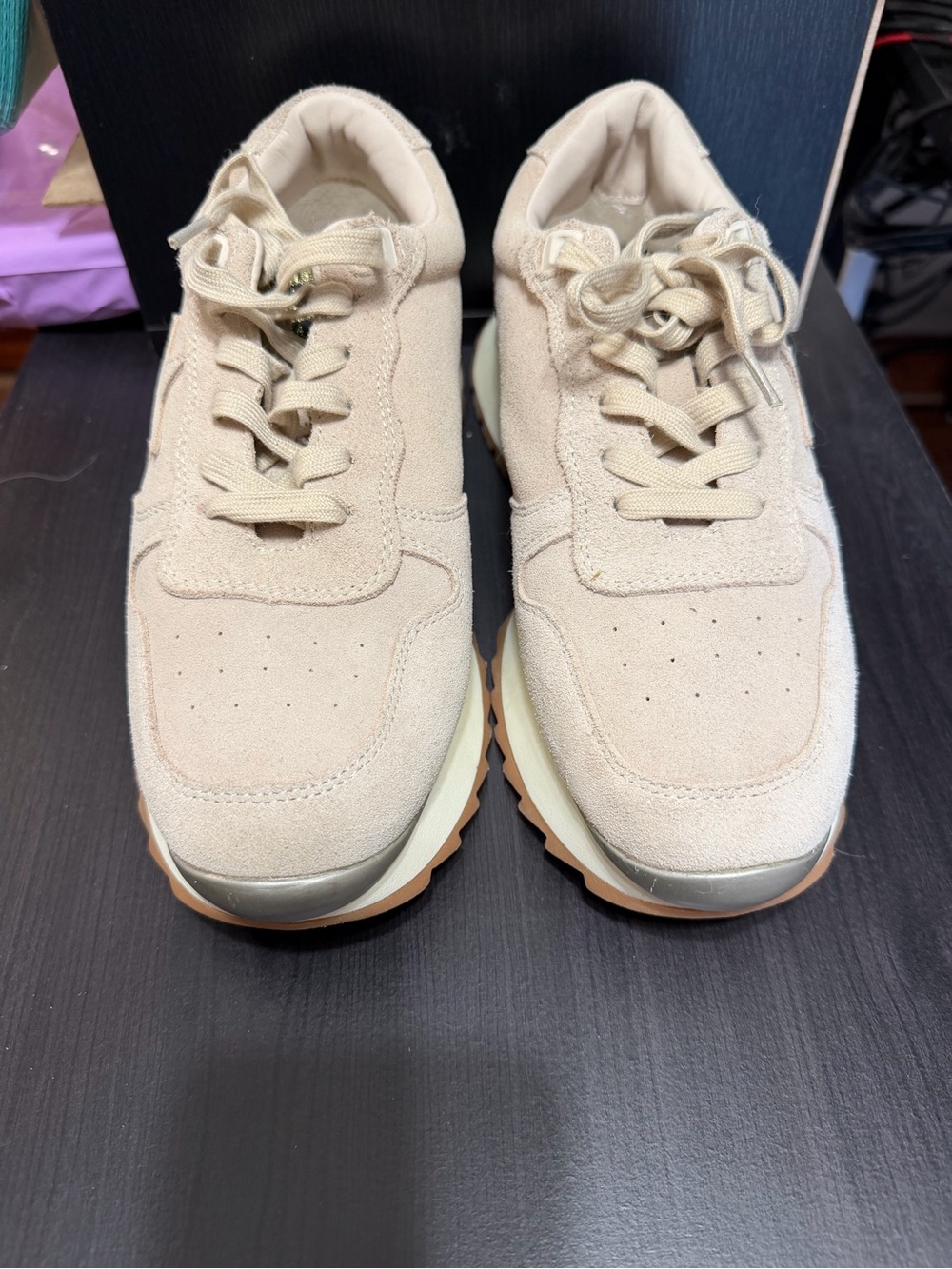 Vintage Havana Women's Suede Sneakers in Beige and Gum